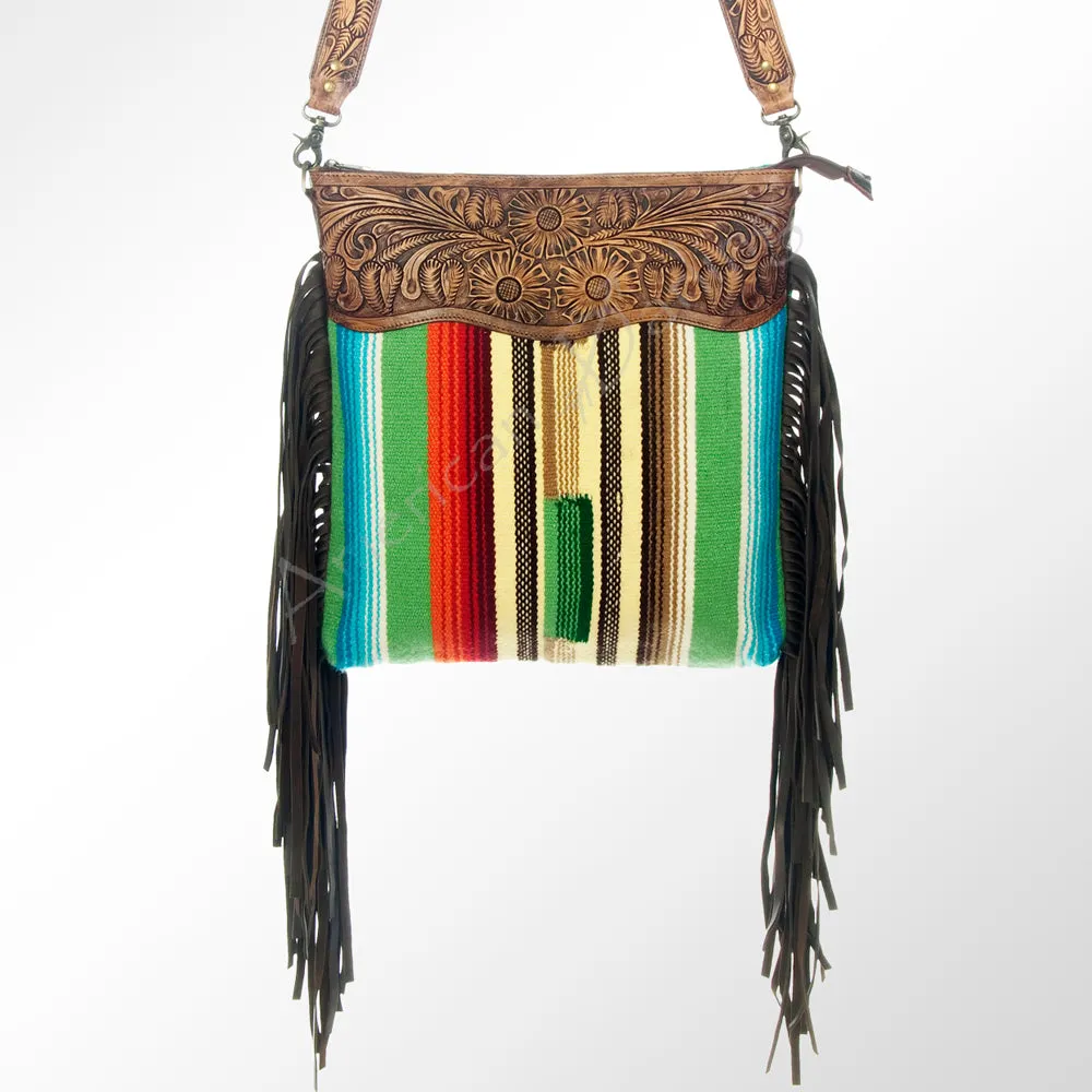 American Darling ADBGZ272 Messenger Hand Tooled Saddle Blanket Genuine Leather Women Bag Western Handbag Purse