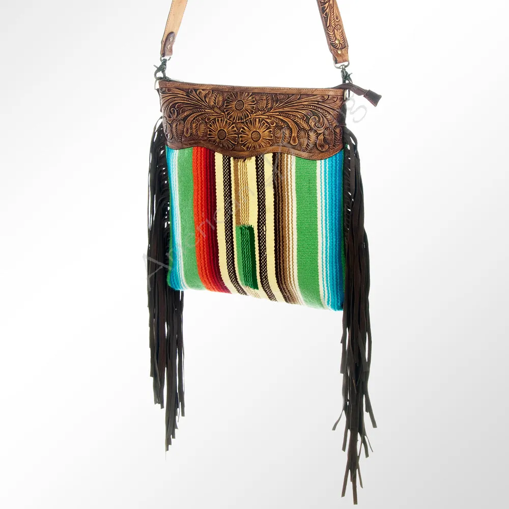 American Darling ADBGZ272 Messenger Hand Tooled Saddle Blanket Genuine Leather Women Bag Western Handbag Purse
