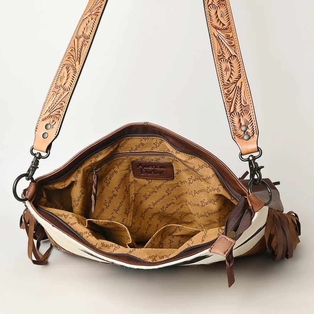 American Darling ADBGZ622 Messenger Hand Tooled Hair-On Genuine Leather Women Bag Western Handbag Purse
