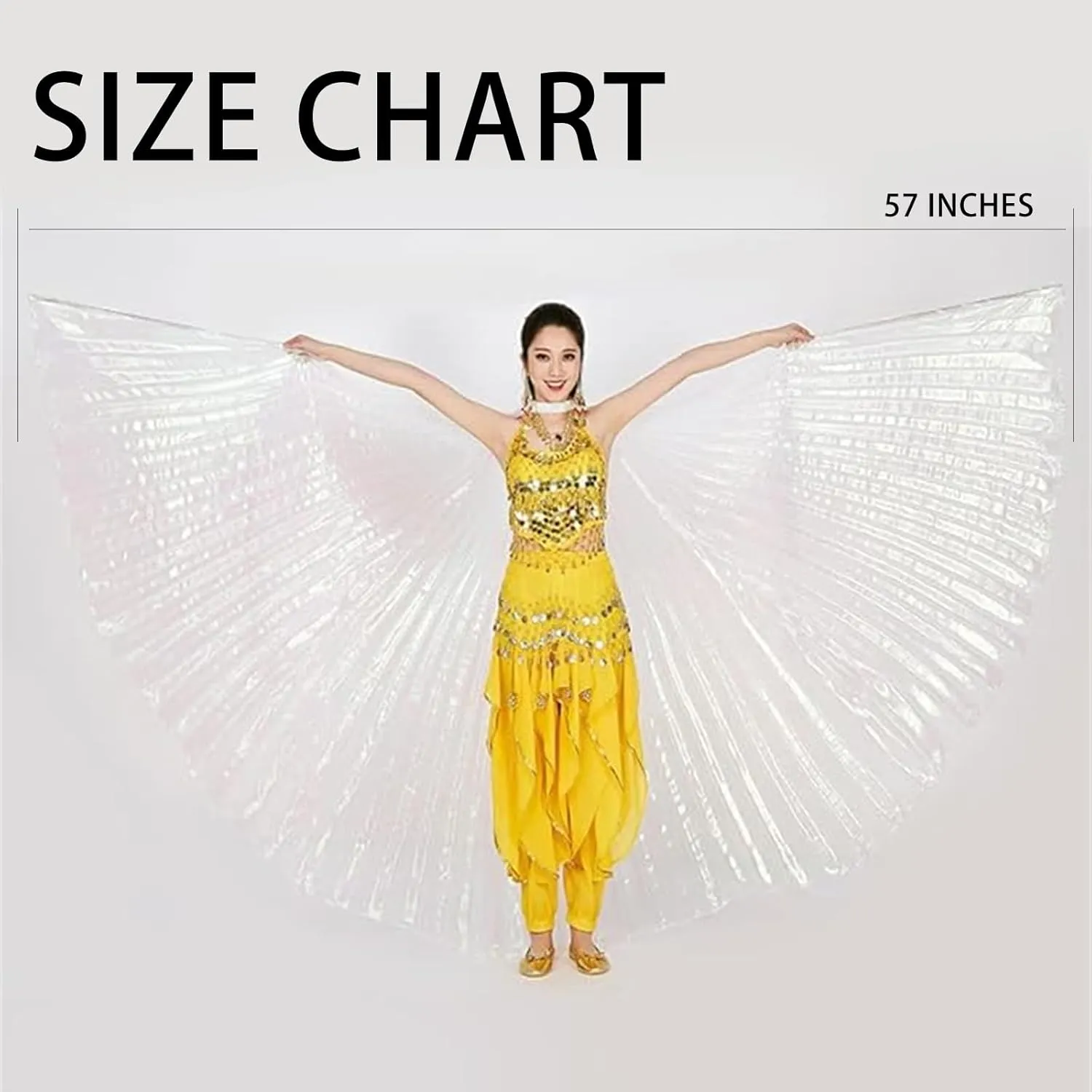 Angel Wings for Belly Dancing - Isis Wings with 360° Extension and Stretch Rods Included - Ideal Fairy Wings for Adult Dancers and Christian Dance Costume (57 inch Fully Extended)