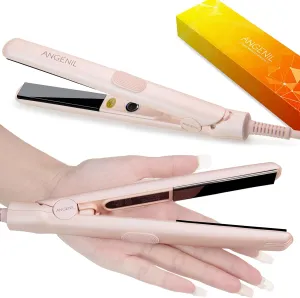 ANGENIL Pro Small Hair Straightener Mini Flat Iron for Short Hair, Ceramic Dual Voltage Hair Straightener 0.7 inch, Small Flat Iron Edges, Anti-Scald Silicone Heat Resistant, 3 Temp (280℉- 320℉ -380℉)