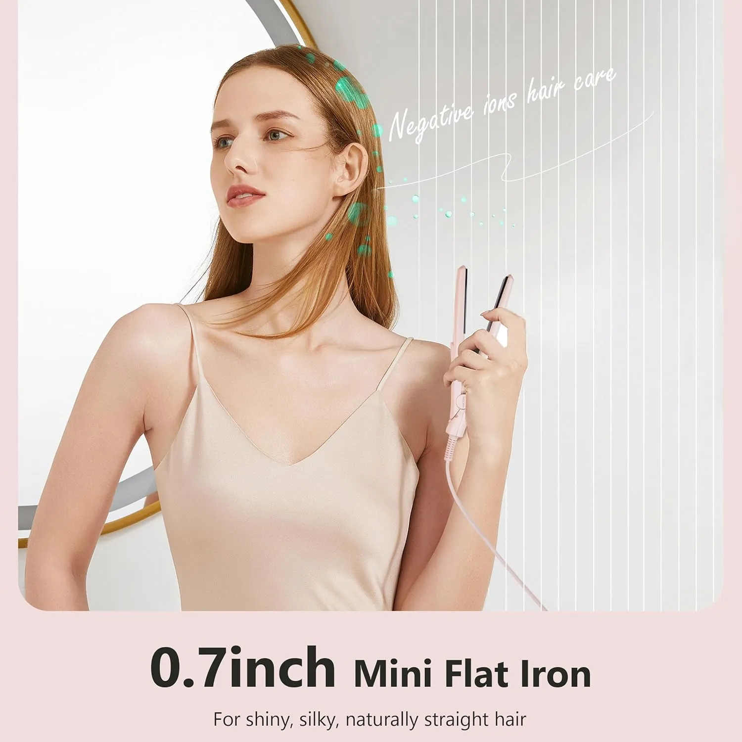 ANGENIL Pro Small Hair Straightener Mini Flat Iron for Short Hair, Ceramic Dual Voltage Hair Straightener 0.7 inch, Small Flat Iron Edges, Anti-Scald Silicone Heat Resistant, 3 Temp (280℉- 320℉ -380℉)
