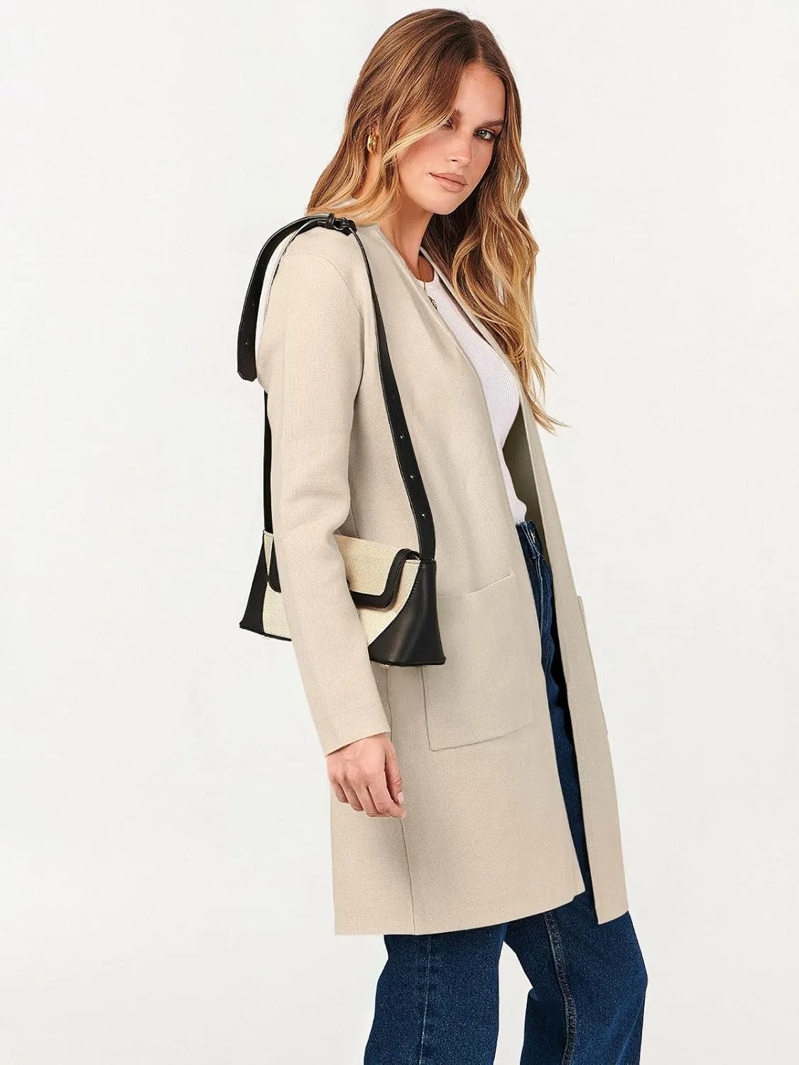 ANRABESS Cardigan Sweater for Women Casual 2025 Fall Fashion Coat Long Sleeve Open Front Knit Coatigan Outwear