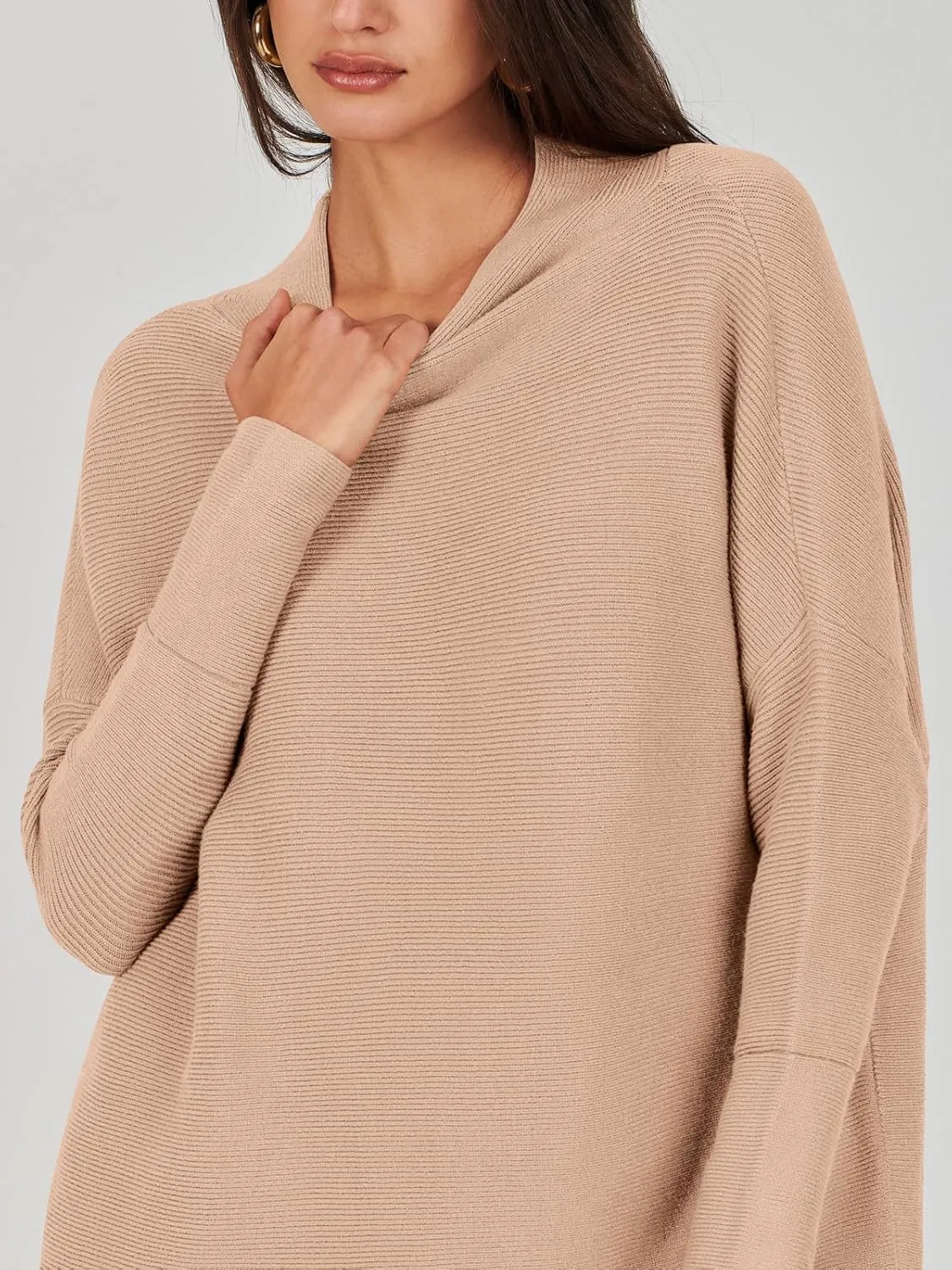 ANRABESS Women Oversized Casual Loose Turtleneck Long Sleeve Slouchy Baggy Knit Tunic Sweaters Pullover 2024 Fall Outfits