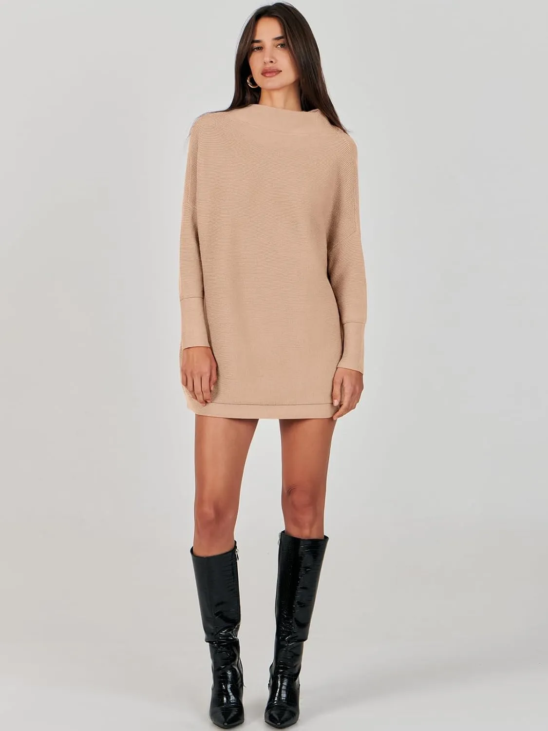 ANRABESS Women Oversized Casual Loose Turtleneck Long Sleeve Slouchy Baggy Knit Tunic Sweaters Pullover 2024 Fall Outfits