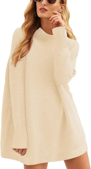 ANRABESS Women Oversized Casual Loose Turtleneck Long Sleeve Slouchy Baggy Knit Tunic Sweaters Pullover 2024 Fall Outfits