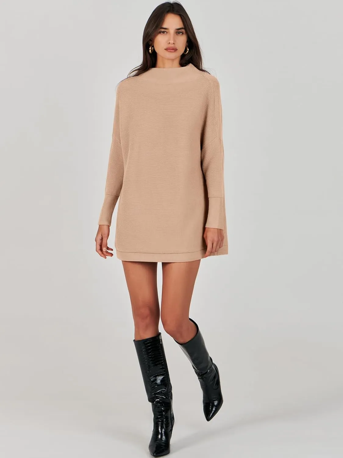 ANRABESS Women Oversized Casual Loose Turtleneck Long Sleeve Slouchy Baggy Knit Tunic Sweaters Pullover 2024 Fall Outfits