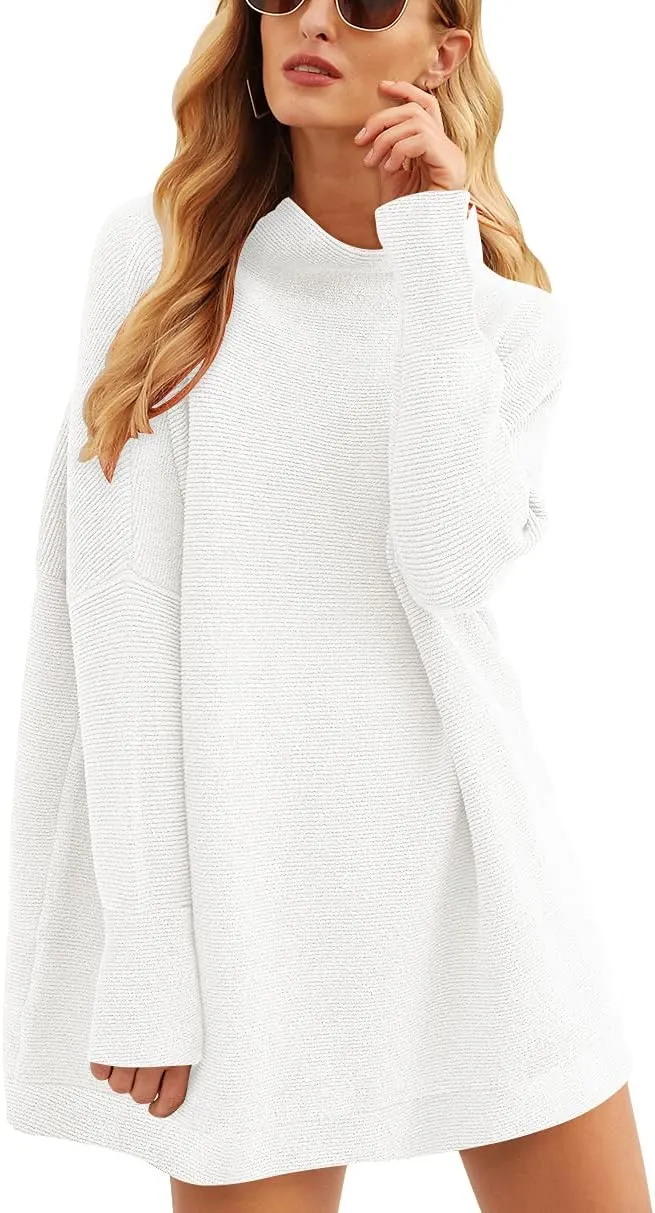 ANRABESS Women Oversized Casual Loose Turtleneck Long Sleeve Slouchy Baggy Knit Tunic Sweaters Pullover 2024 Fall Outfits