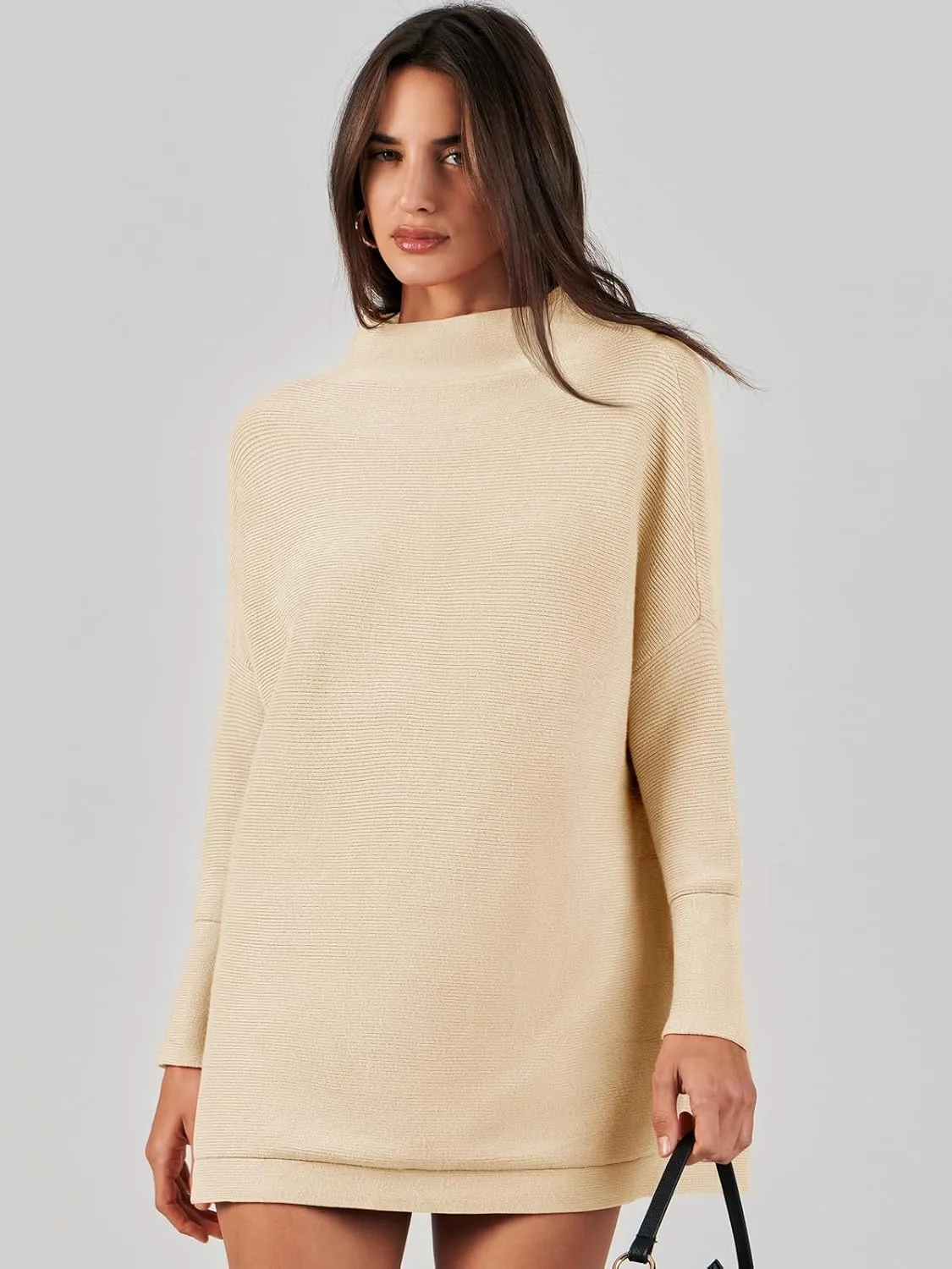 ANRABESS Women Oversized Casual Loose Turtleneck Long Sleeve Slouchy Baggy Knit Tunic Sweaters Pullover 2024 Fall Outfits