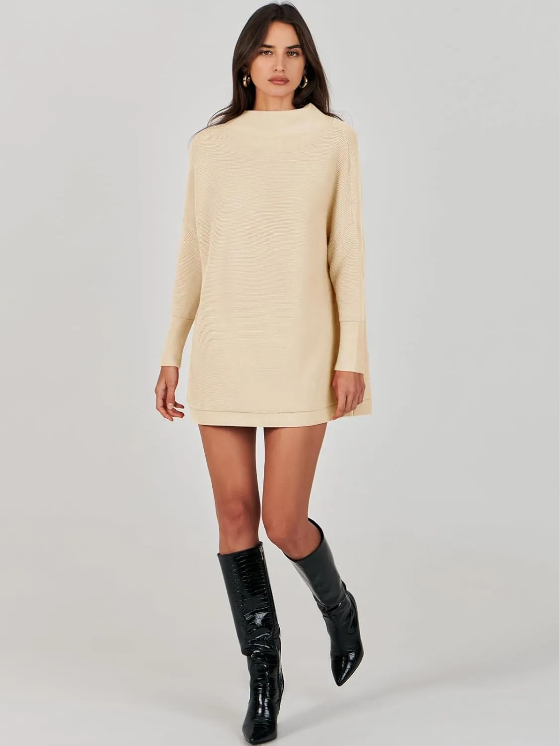 ANRABESS Women Oversized Casual Loose Turtleneck Long Sleeve Slouchy Baggy Knit Tunic Sweaters Pullover 2024 Fall Outfits