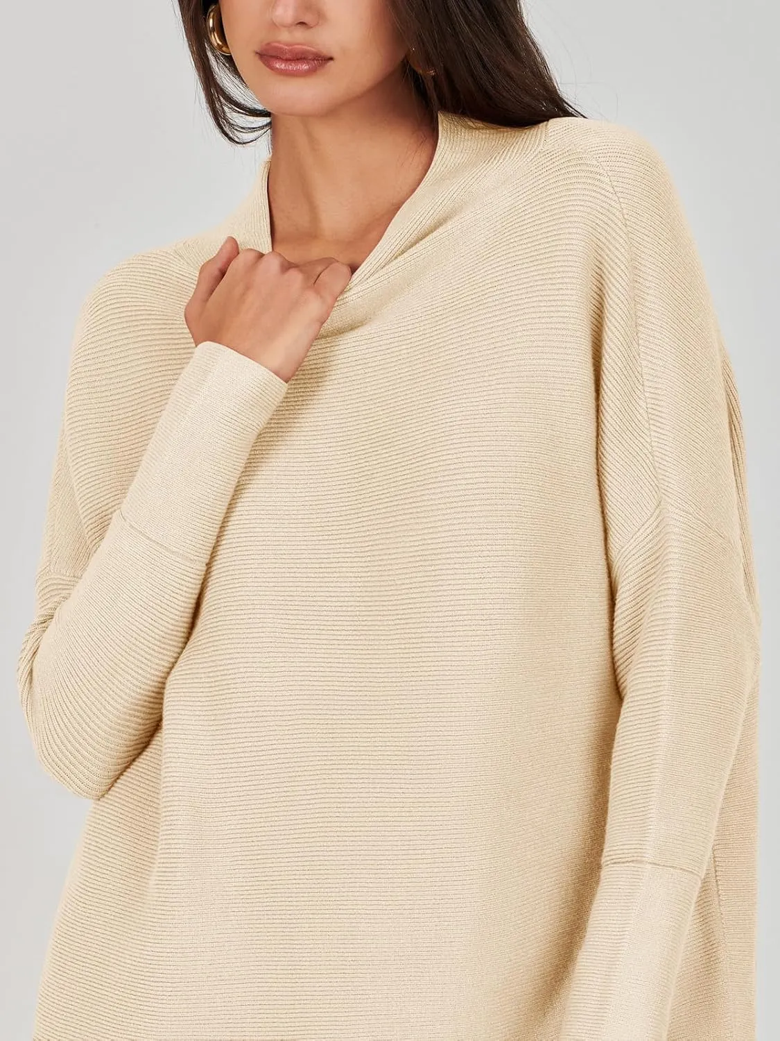 ANRABESS Women Oversized Casual Loose Turtleneck Long Sleeve Slouchy Baggy Knit Tunic Sweaters Pullover 2024 Fall Outfits