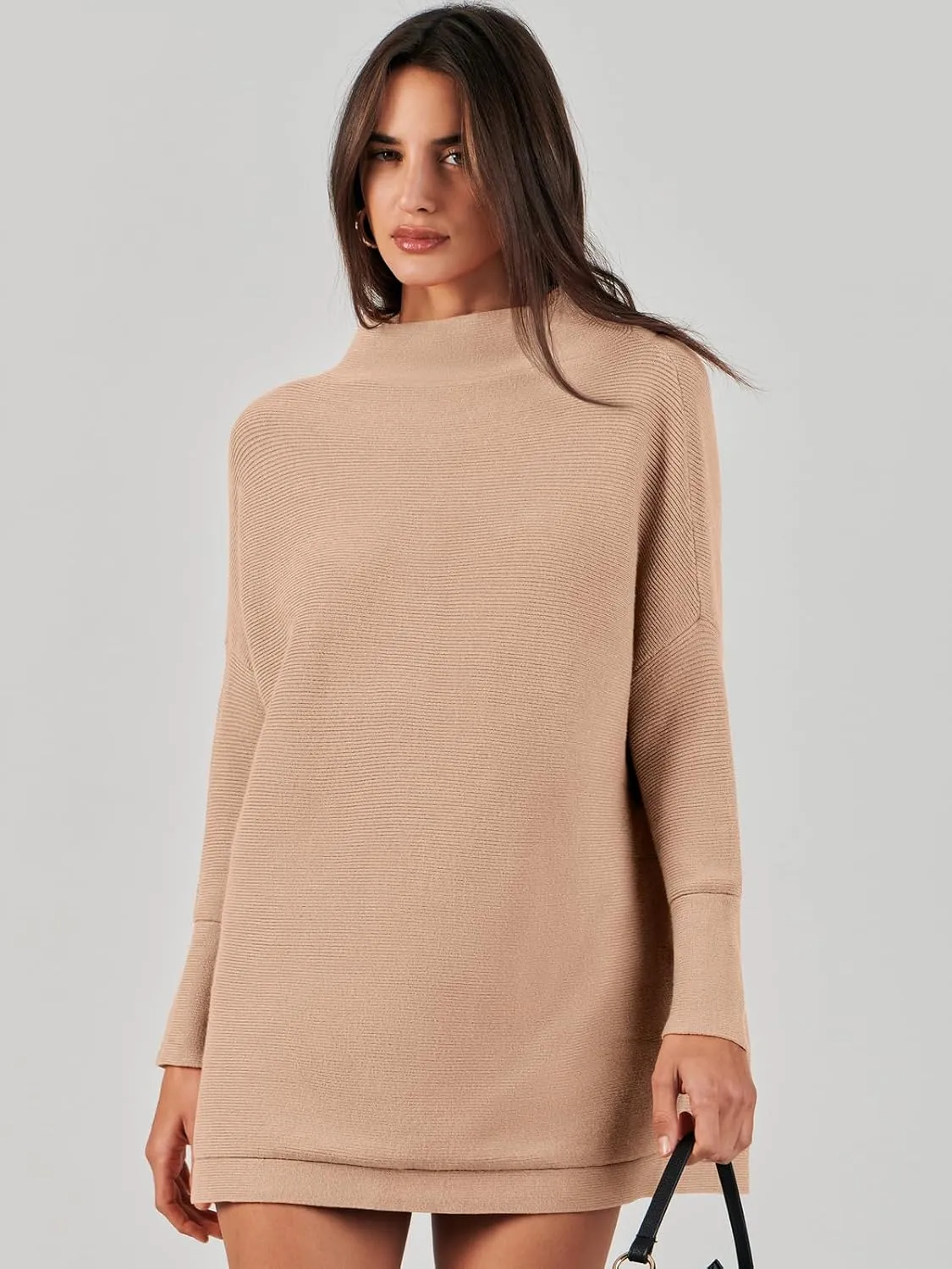 ANRABESS Women Oversized Casual Loose Turtleneck Long Sleeve Slouchy Baggy Knit Tunic Sweaters Pullover 2024 Fall Outfits