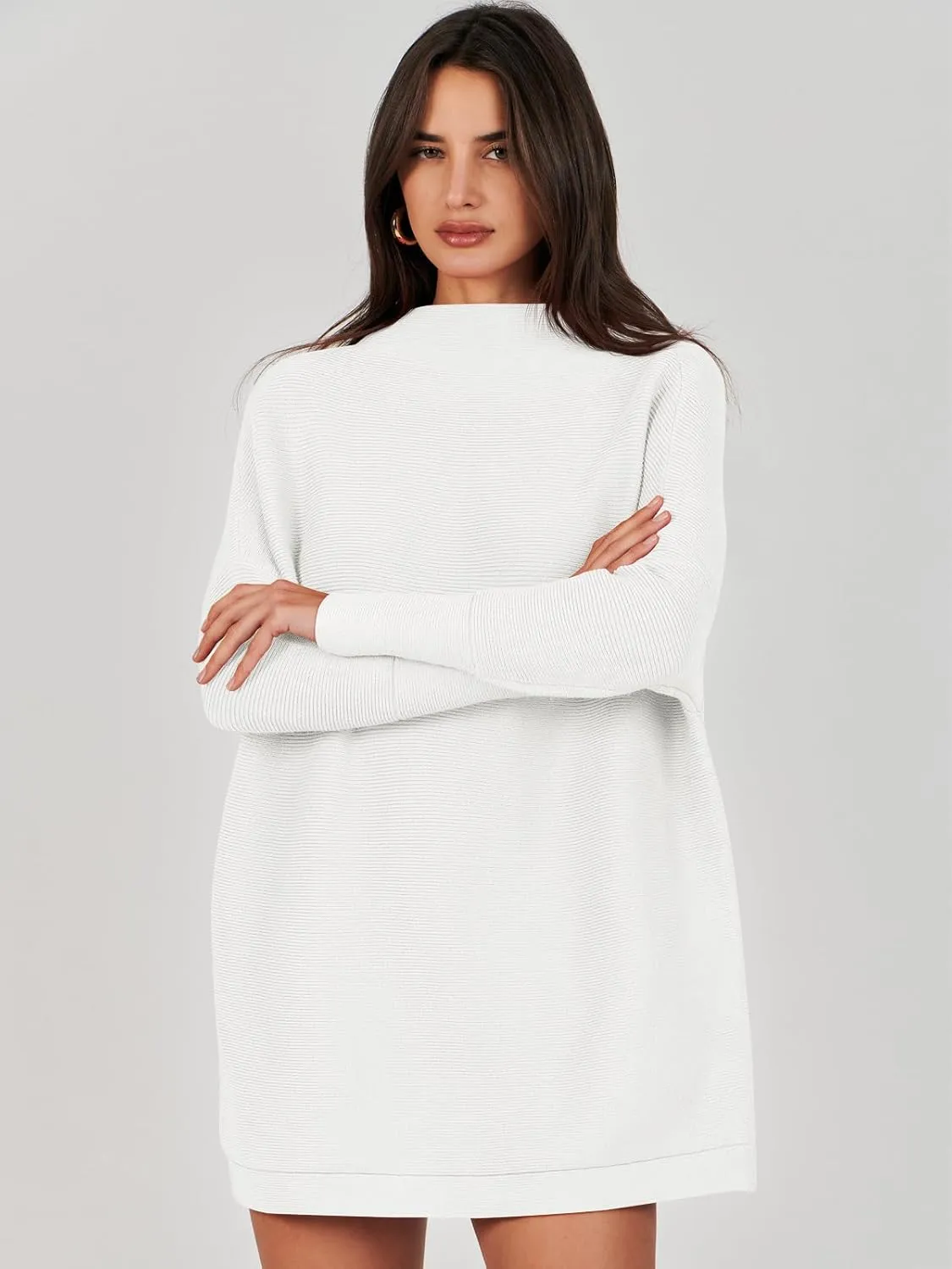 ANRABESS Women Oversized Casual Loose Turtleneck Long Sleeve Slouchy Baggy Knit Tunic Sweaters Pullover 2024 Fall Outfits