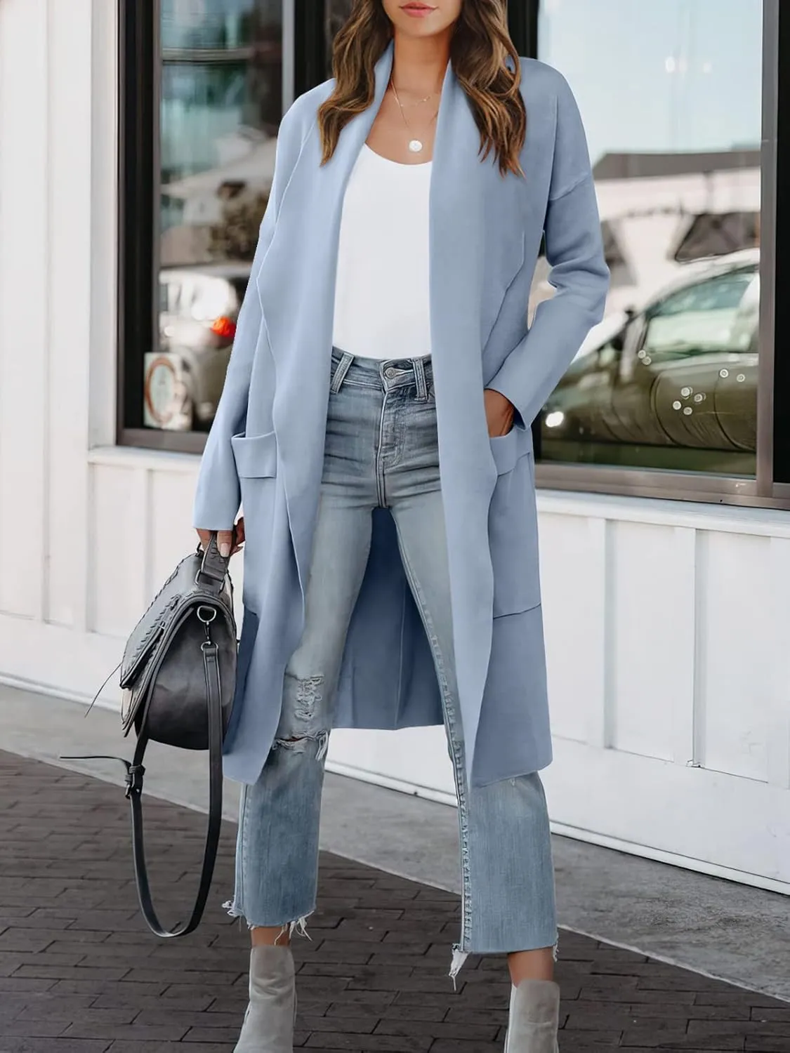 ANRABESS Women's Long Cardigan Sweater 2025 Spring Fashion Casual Oversized Knit Open Front Coatigan Jacket Coat Outfits