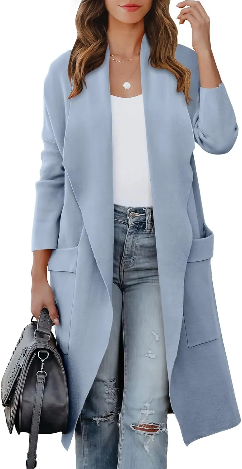 ANRABESS Women's Long Cardigan Sweater 2025 Spring Fashion Casual Oversized Knit Open Front Coatigan Jacket Coat Outfits