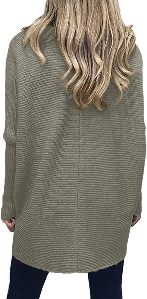 ANRABESS Womens Oversized Turtleneck Batwing Long Sleeve Casual Cozy Baggy Knit Pullover Tunic Sweater 2024 Fall Outfits