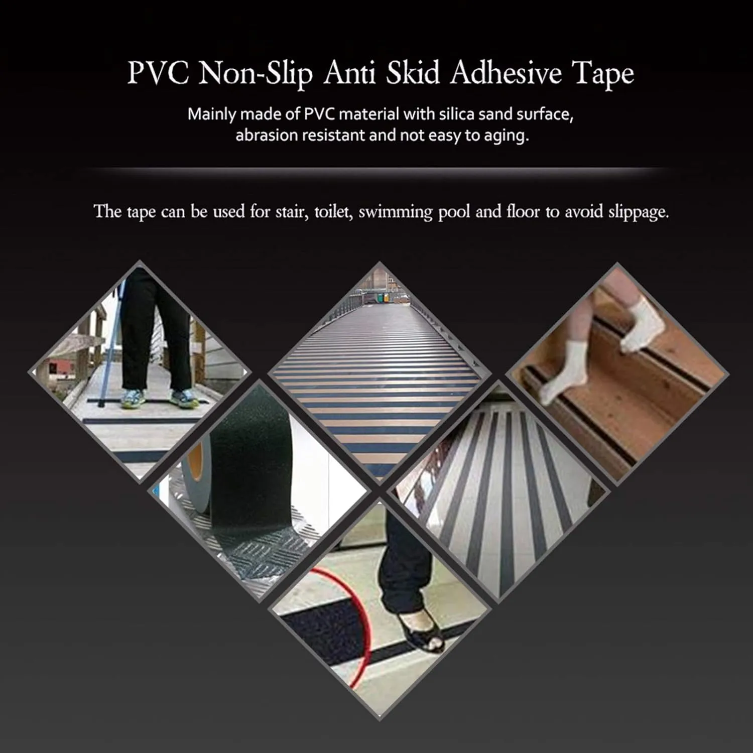 Anti Slip Tape,Grip Tape for Stairs,16.40ft Long 1.97in Width Non Skid Tape,Heavy Duty PVC Safety Tape Roll for Outdoor Indoor Steps,Stairs,Traction Tread Staircases,Boats(Dark Brown)