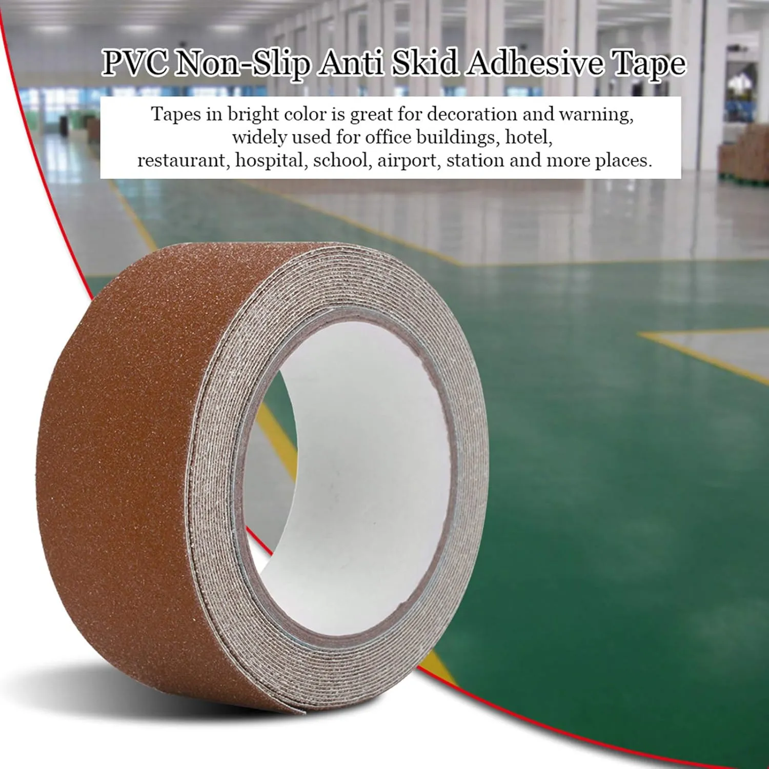 Anti Slip Tape,Grip Tape for Stairs,16.40ft Long 1.97in Width Non Skid Tape,Heavy Duty PVC Safety Tape Roll for Outdoor Indoor Steps,Stairs,Traction Tread Staircases,Boats(Dark Brown)