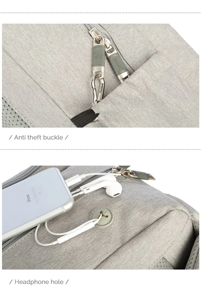 Anti Theft Canvas Leisure Business 15.6inch Laptop Backpack With Headphone Interface