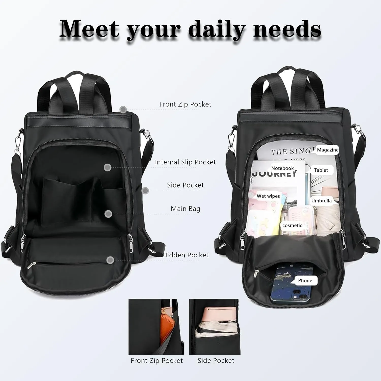 Anti-Theft Large Capacity Backpack, Leisure Shoulder Bag, Shoulder Bag for Women, Leisure Shoulder Backpack for Women (Brown)