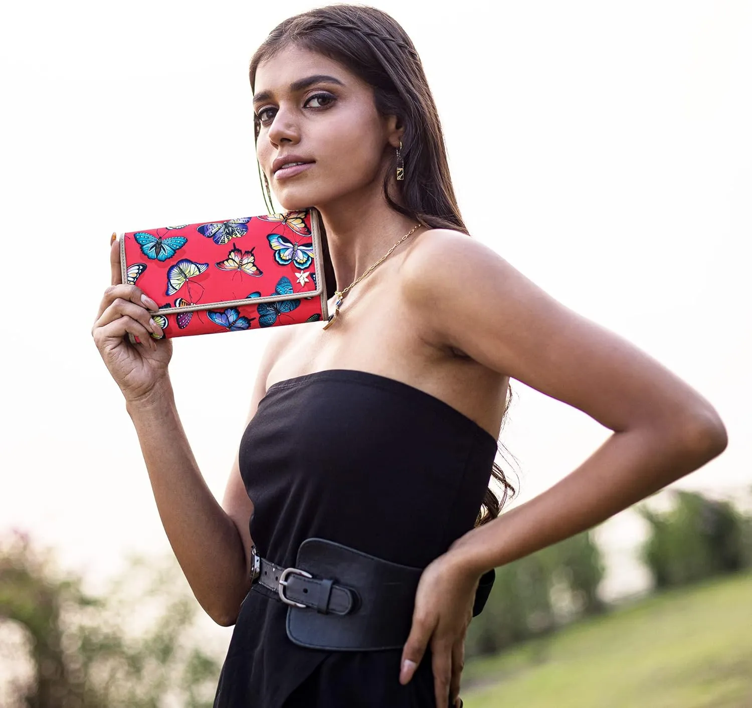 Anuschka Three Fold RFID Blocking Wallet - Wanderlust Collection - Nylon Fabric with Genuine Leather Trim and Artwork Print