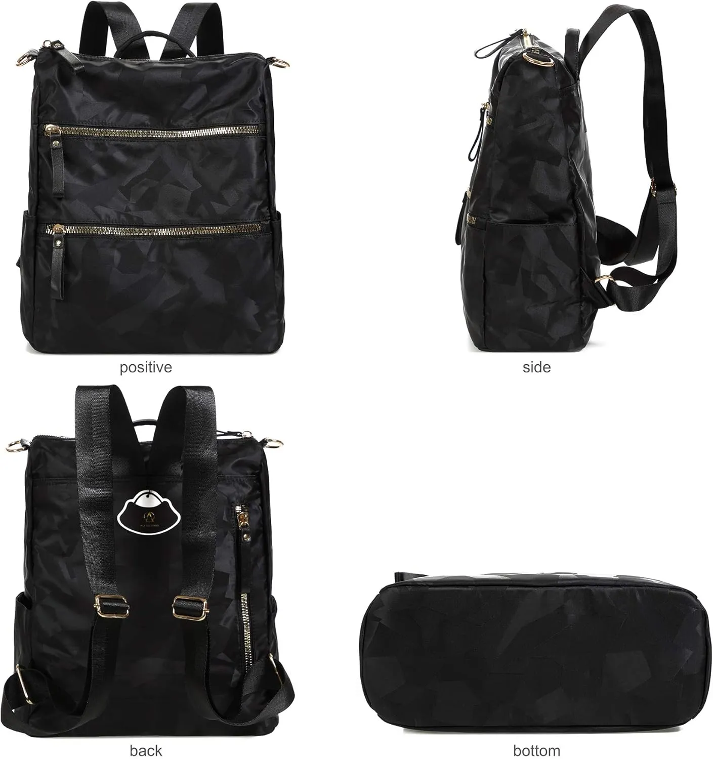 AO ALI VICTORY Women Nylon Backpack Purse Handbags and Shoulder Bag College Bookbags Anti Theft Travel Purses Casual Daypack