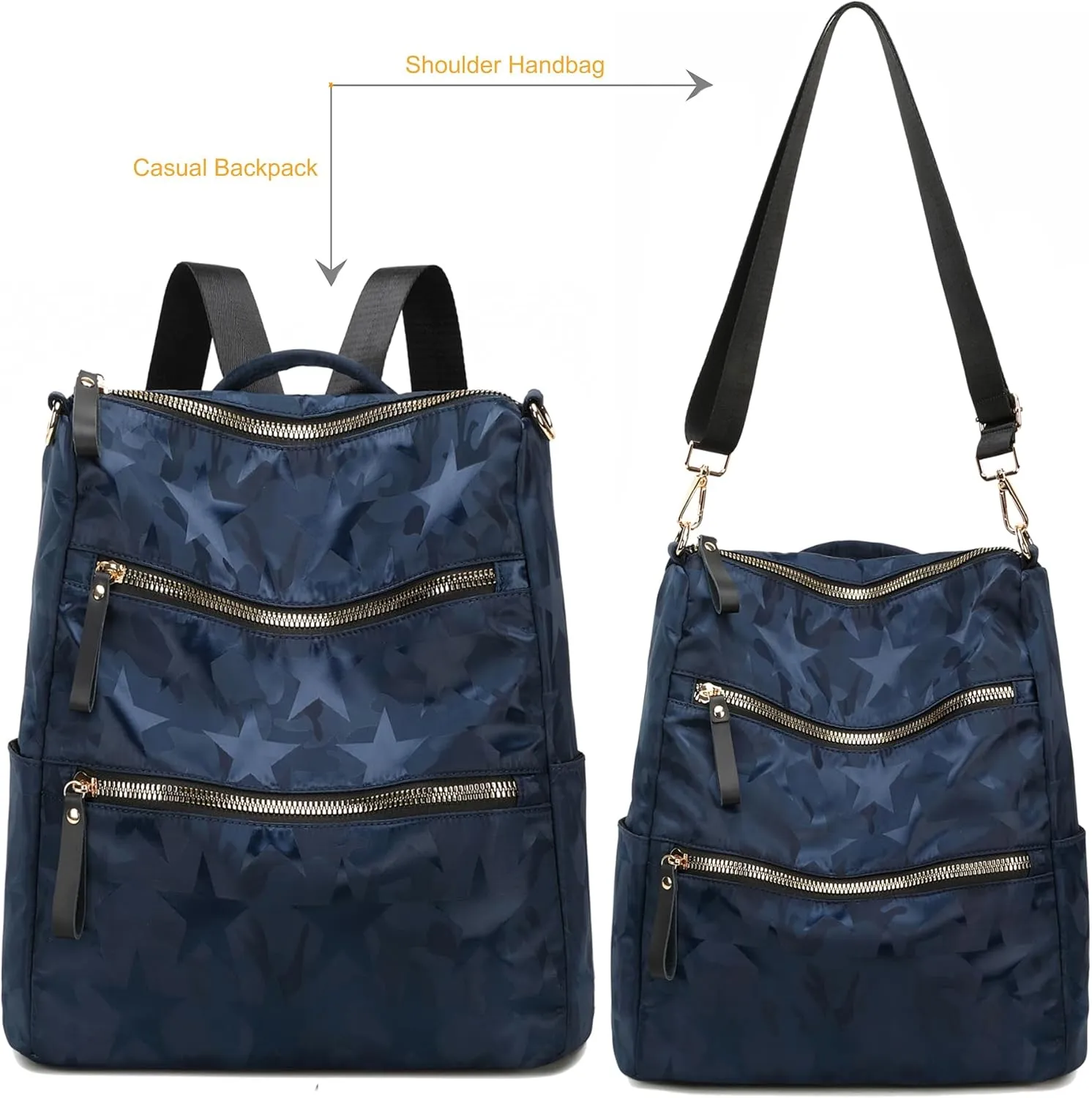 AO ALI VICTORY Women Nylon Backpack Purse Handbags and Shoulder Bag College Bookbags Anti Theft Travel Purses Casual Daypack