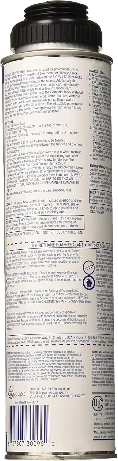 Aquascape PRO Professional Black Foam Sealant for Pond and Waterfall, Installation Tools, 24-Ounces |30096, 24-Ounce