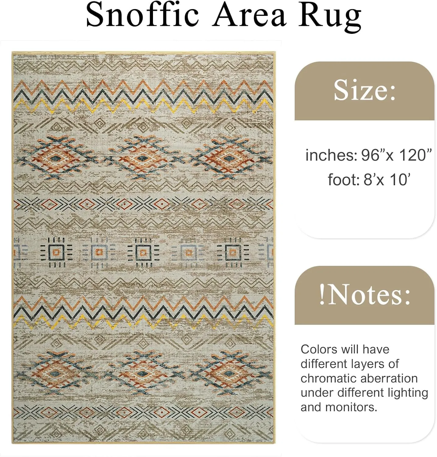 Area Rug Living Room Rugs Large Soft Boho Farmhouse Indoor Floor Rug (Brown, 8'x10')
