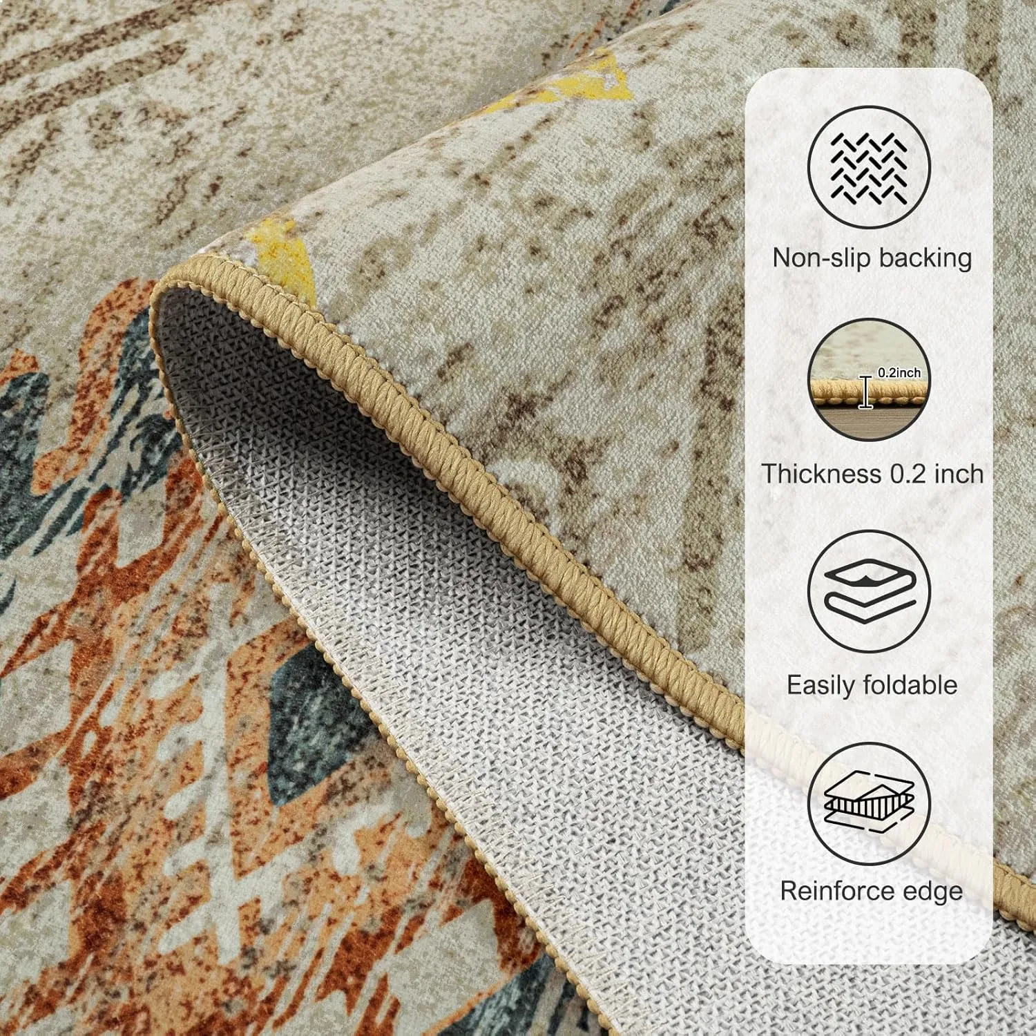 Area Rug Living Room Rugs Large Soft Boho Farmhouse Indoor Floor Rug (Brown, 8'x10')