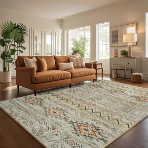 Area Rug Living Room Rugs Large Soft Boho Farmhouse Indoor Floor Rug (Brown, 8'x10')