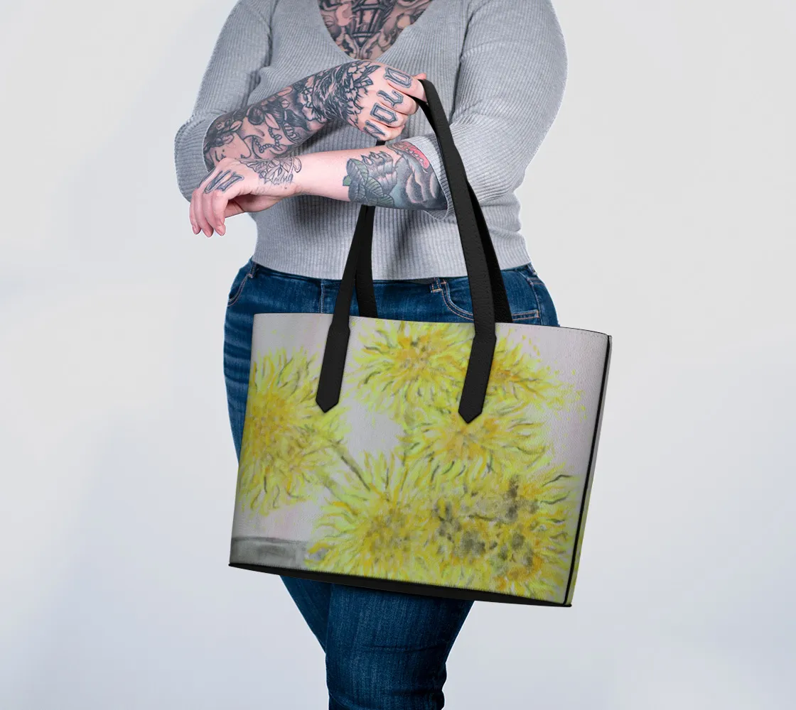 Artificial intelligence Flowers leather Tote Bag Mama Vegan Savings-packed