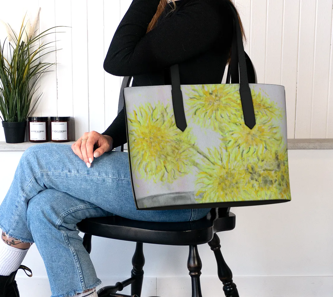 Artificial intelligence Flowers leather Tote Bag Mama Vegan Savings-packed