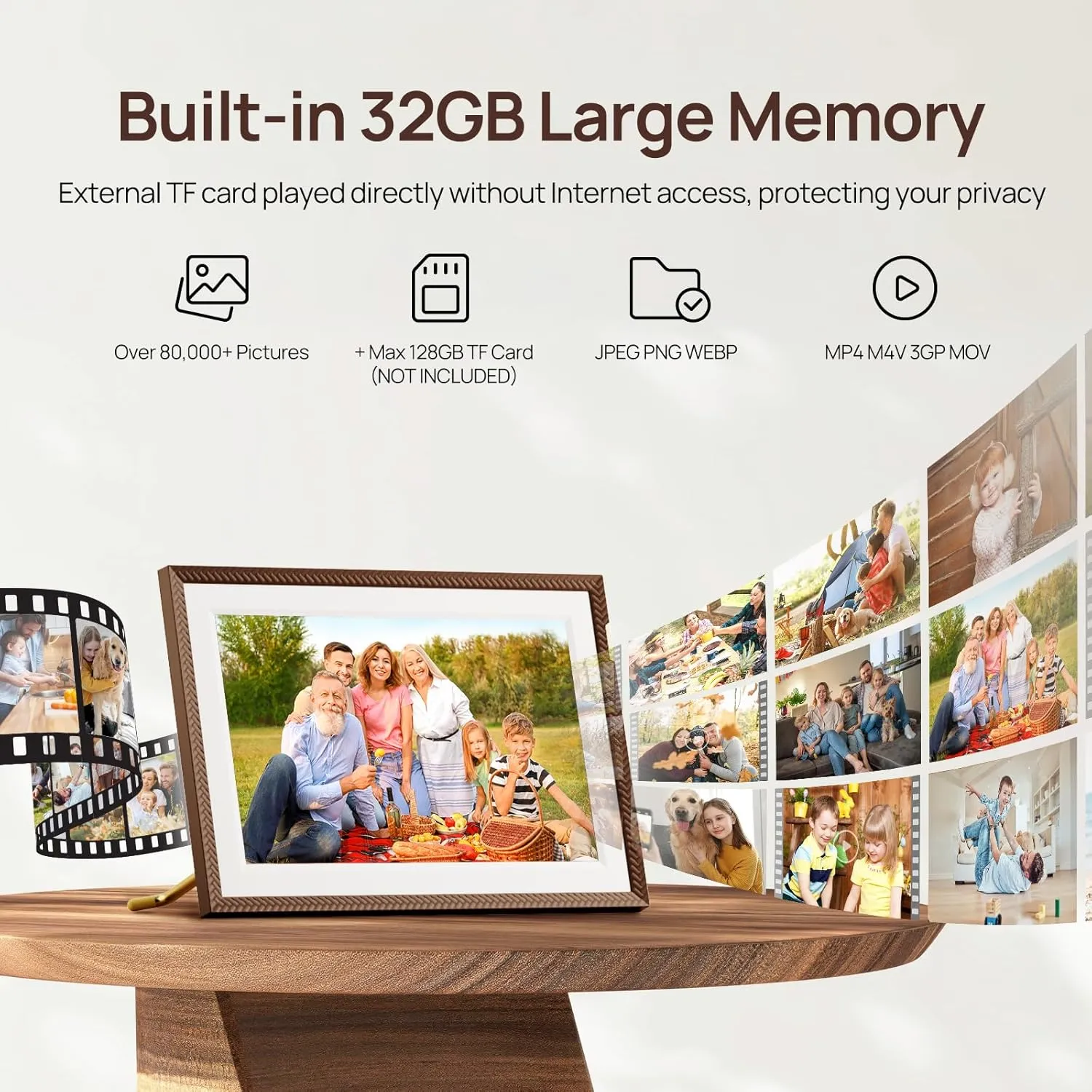 ARZOPA 10.1" WiFi Digital Picture Frame, HD IPS Anti-Glare Touch Screen Digital Photo Frame with 32GB Storage, Wall Mountable, Auto-Rotate, Easy Sharing&Custom Gifting via Free ARZOPA APP for Mom