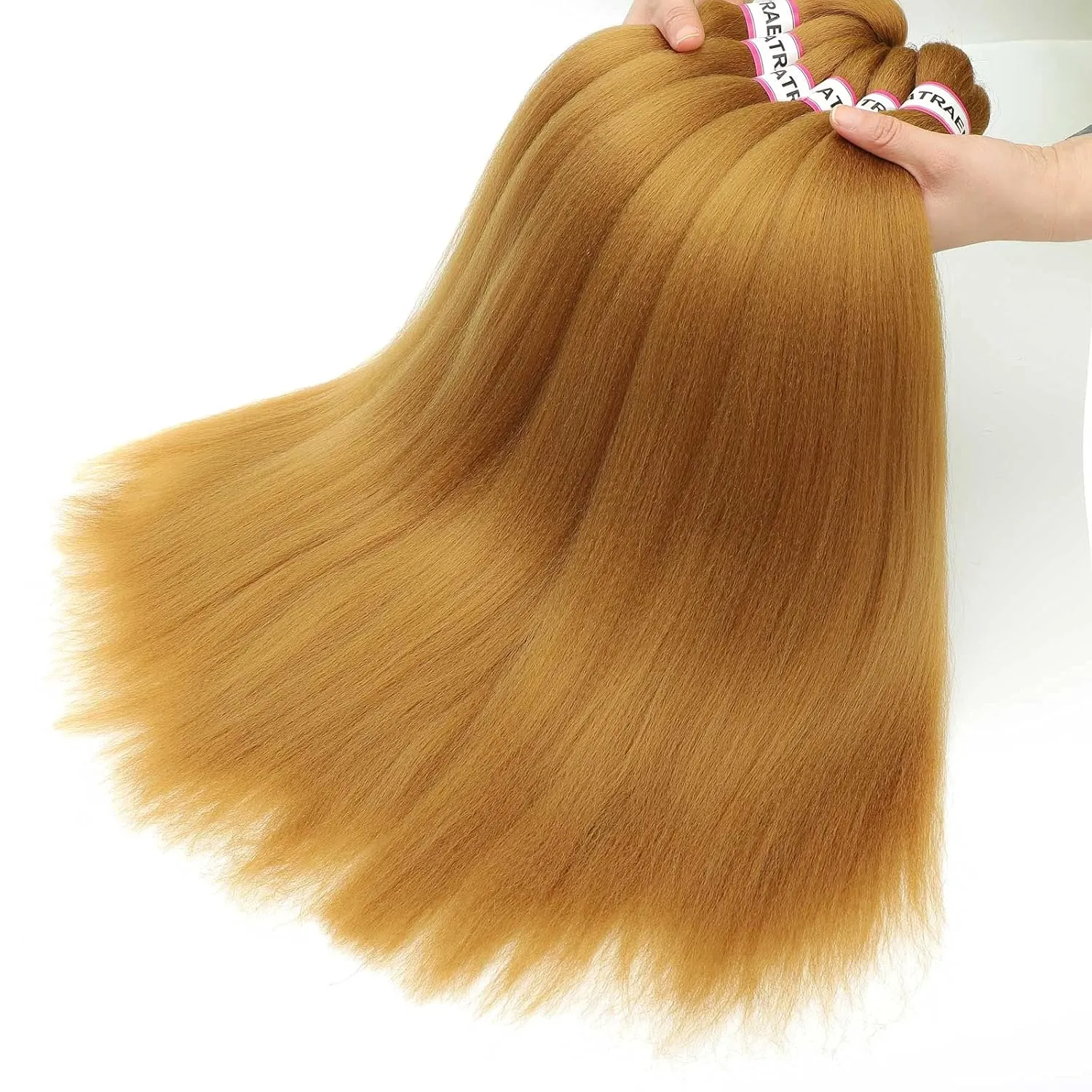 ATRAENTE Honey Blonde Braiding Hair,20 Inch 8packs Pre Stretched Braiding Hair,Professional Synthetic Box Braids Crochet Braids Extension,Itch Free Hot Water Setting Yaki Texture(20 Inch, 27#)