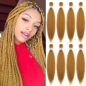 ATRAENTE Honey Blonde Braiding Hair,20 Inch 8packs Pre Stretched Braiding Hair,Professional Synthetic Box Braids Crochet Braids Extension,Itch Free Hot Water Setting Yaki Texture(20 Inch, 27#)