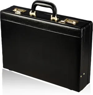 Attache Briefcase Leather Look Pu Case Expanding Executive Business Bag
