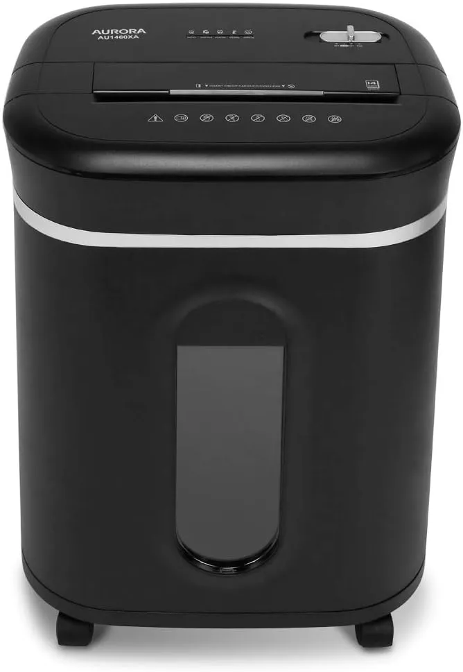 Aurora Anti-Jam 14-Sheet Crosscut Paper/CD and Credit Card Shredder/with 6-Gallon pullout Basket 120 Minutes Continuous Run Time