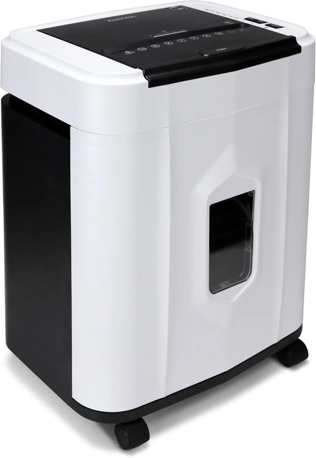 Aurora Professional Grade 120-Sheet Auto Feed Micro-Cut Paper and Credit Card Shredder with 5 Gallon Pullout Basket / 30 Minutes/Security Level P-4 (White/Black)