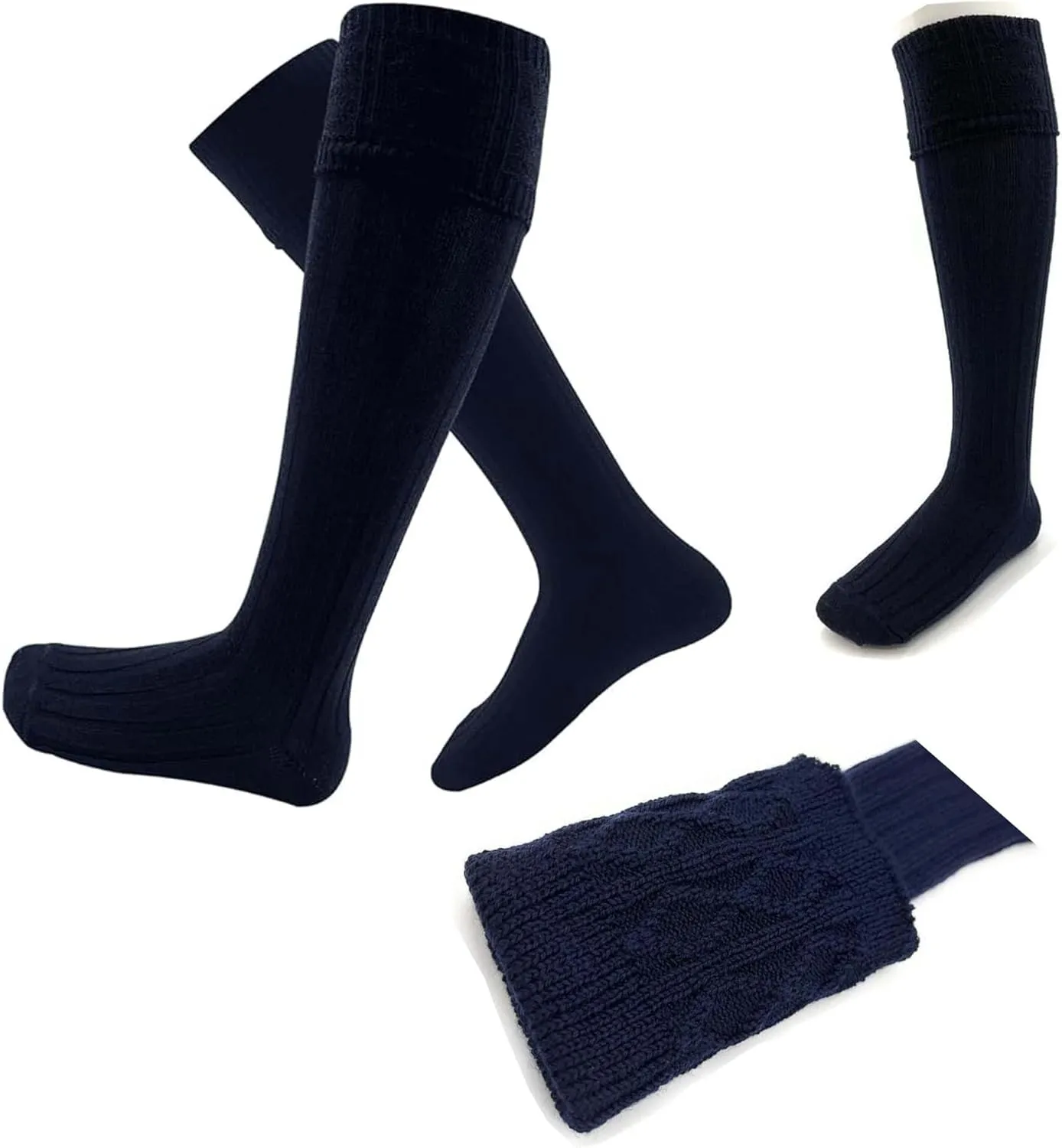 Authentic Scottish Ghillie Brogues with Wool Kilt Hose Socks Socks - 100% Leather, Made in Scotland, Unisex