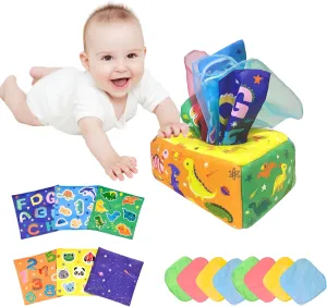 Baby Montessori Sensory Toys - Tissue Box Toy for Infants 6-12 Months