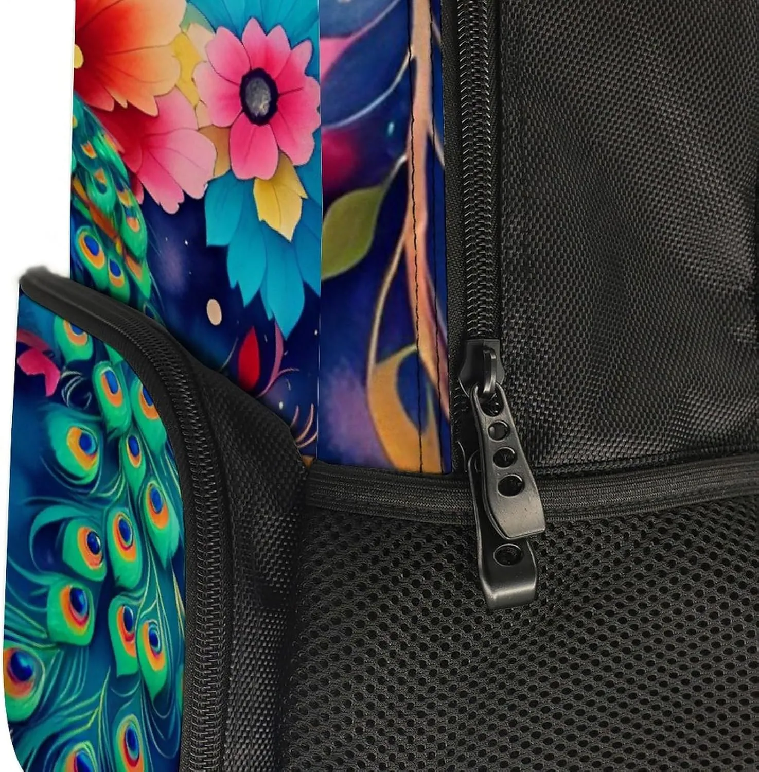 Backpack Multipurpose Anti-Theft Large Capacity Bookbag - Beautiful Peacock Watercolor Art Travel Hiking Daypack With Side Pockets