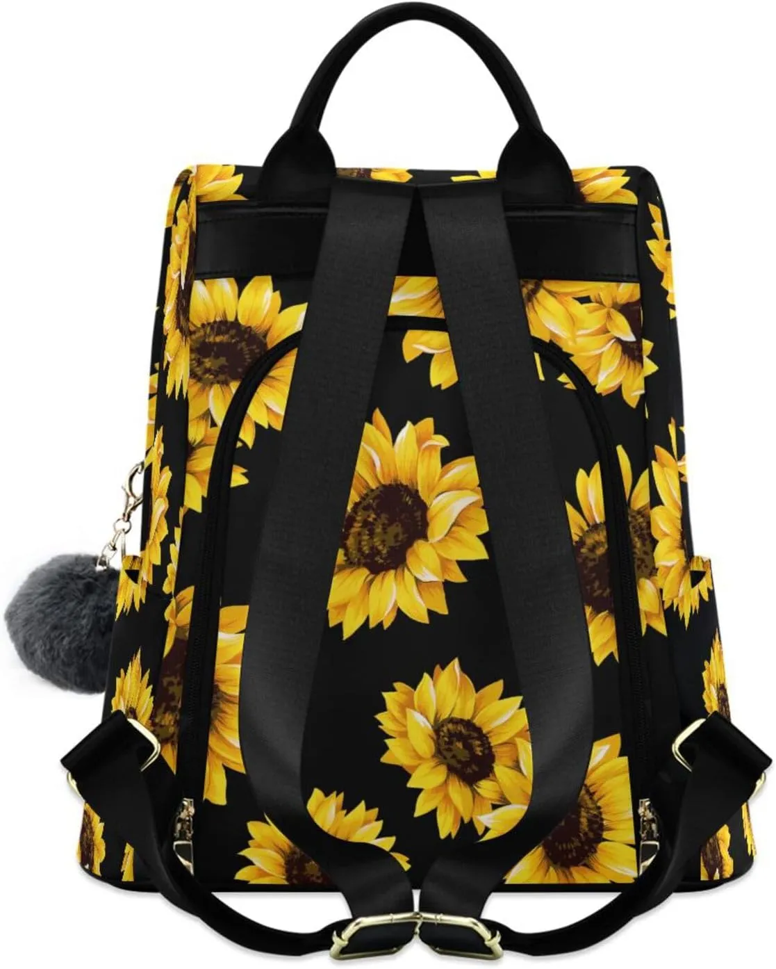 Backpack Purse for Women Anti Theft Daypack Polyester Travel Bag Crossbody Shoulder Bag Sunflower