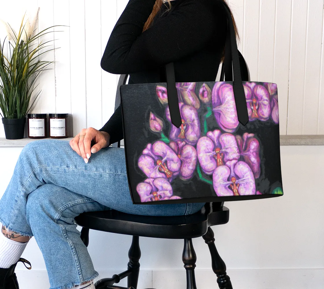 Bag *00% satisfaction guarantee Leather Vegan Problem-solving Tote Orchids