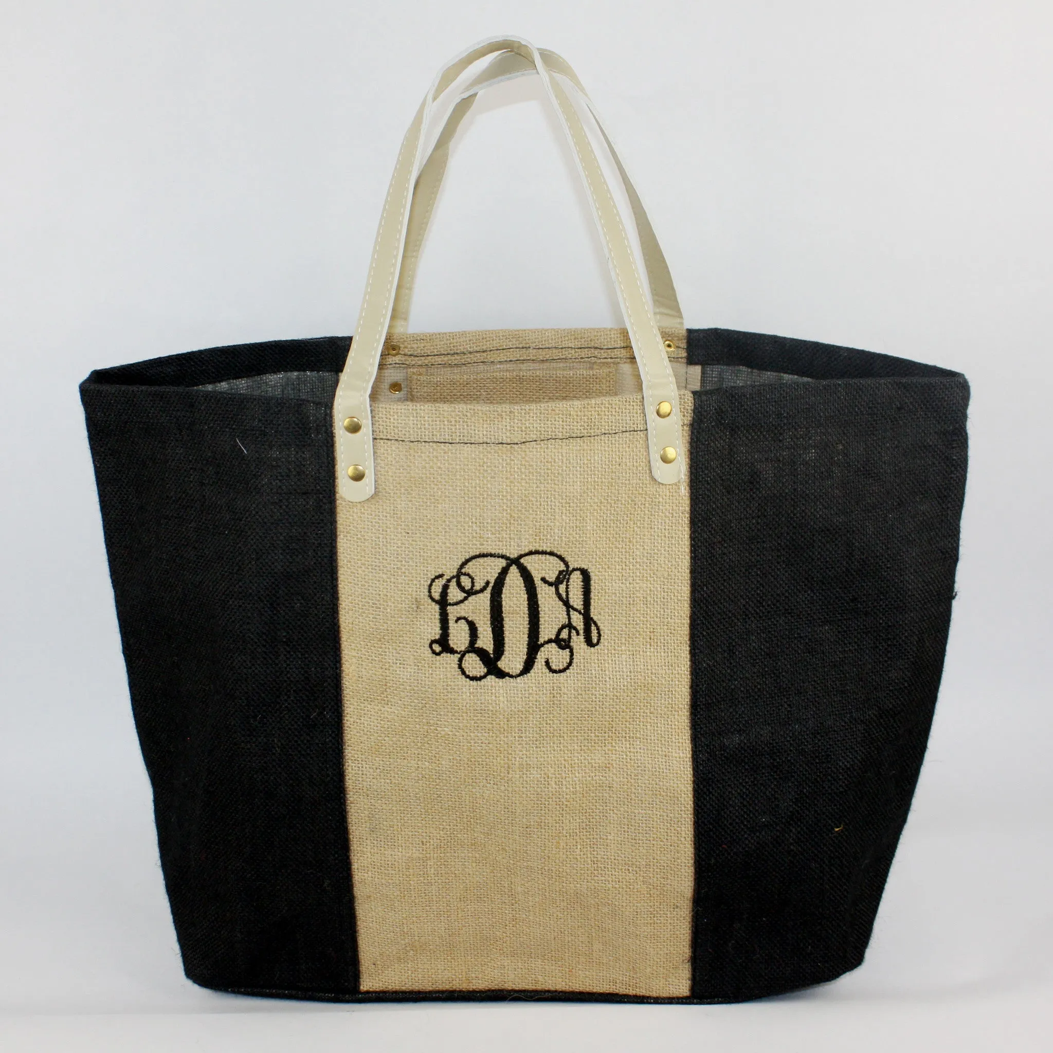 Bag - Color Block Jute Tote - MU