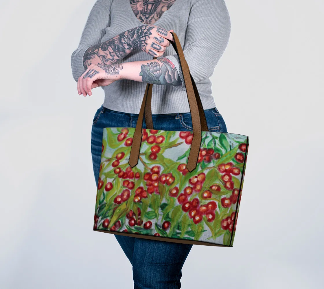 Bag Overnight delivery Red Berries Tote Vegan Leather Priority access