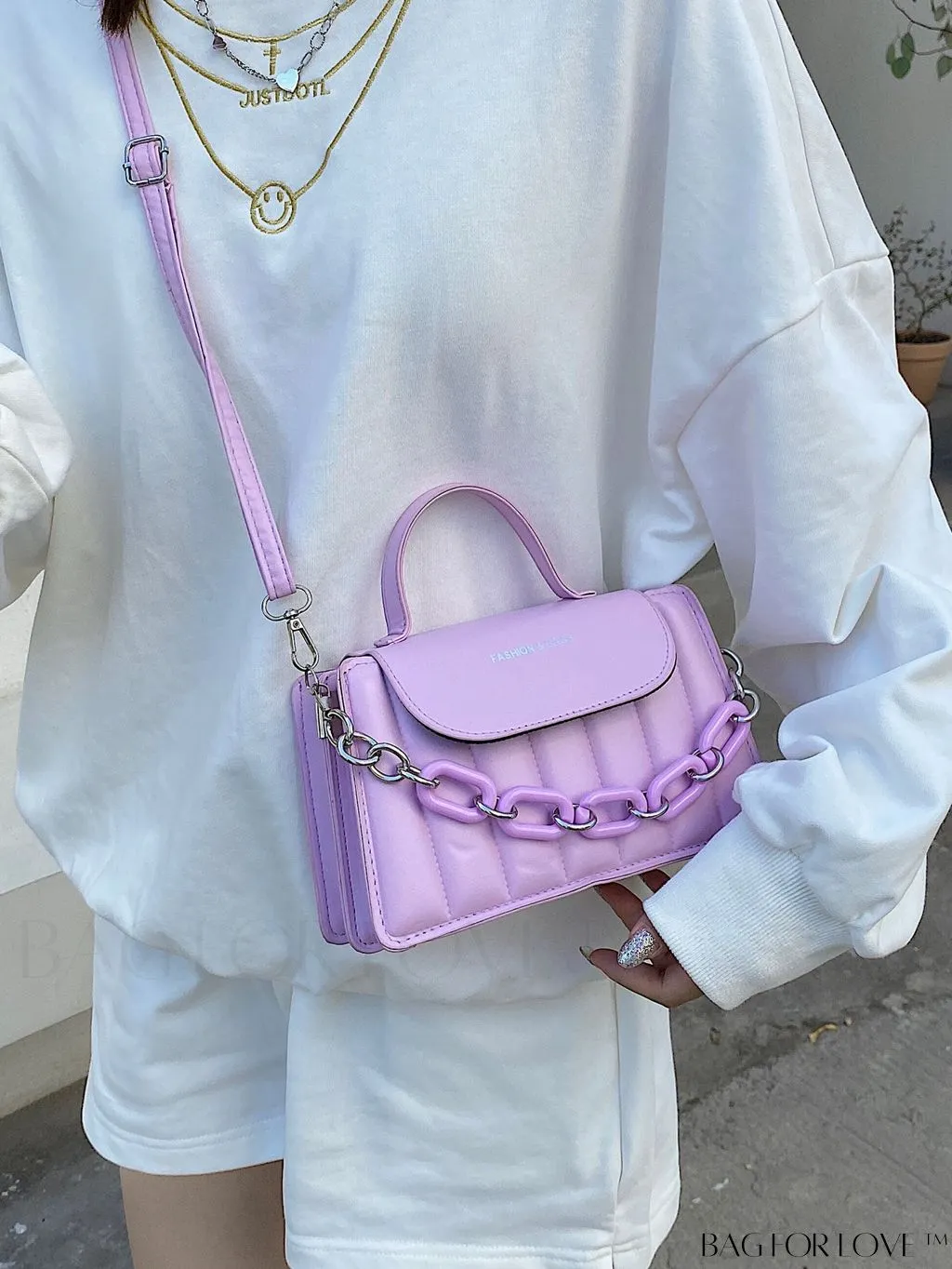BagForLove - Chic Chain Embellished Compact Satchel
