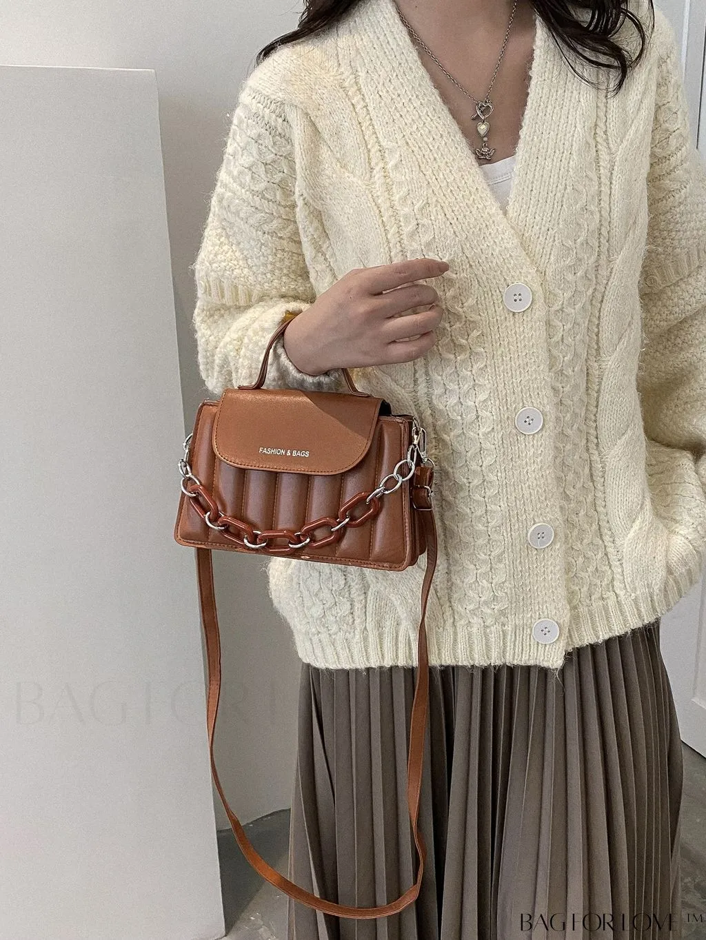 BagForLove - Chic Chain Embellished Compact Satchel