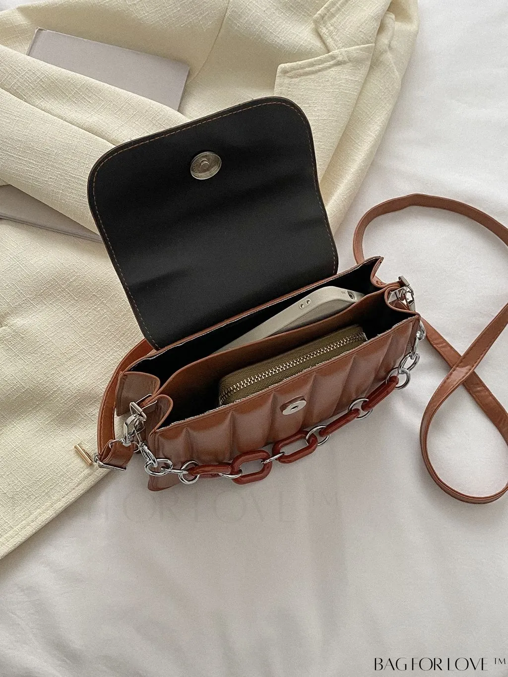 BagForLove - Chic Chain Embellished Compact Satchel