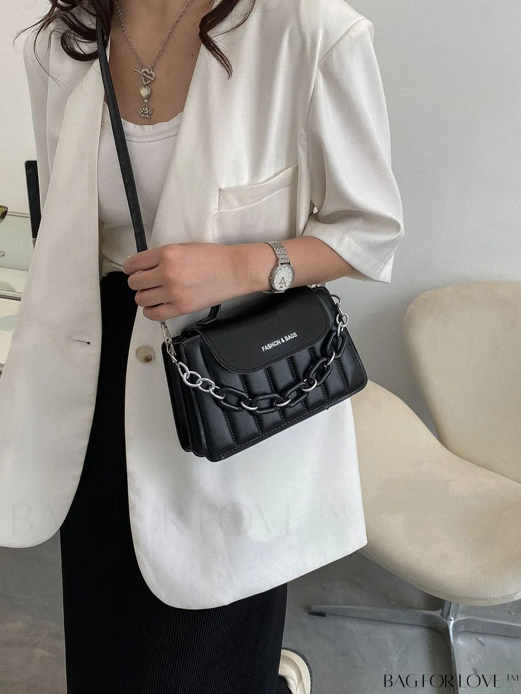BagForLove - Chic Chain Embellished Compact Satchel